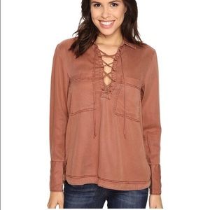 Free People Tencel Lace Up Shirt